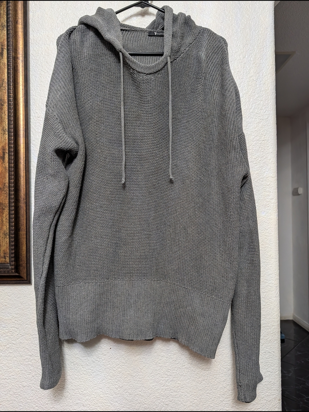 Alexander Wang Gray Crewneck Hooded Knit Sweater